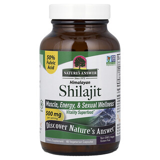 Nature's Answer, Shilajit de l'Himalaya, 60 capsules végétariennes (250 mg pièce)