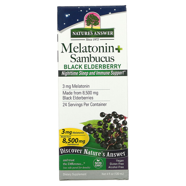 Melatonin Sambucus, ночной сон и поддержка иммунной системы, 120 мл (4 жидк. Унции)