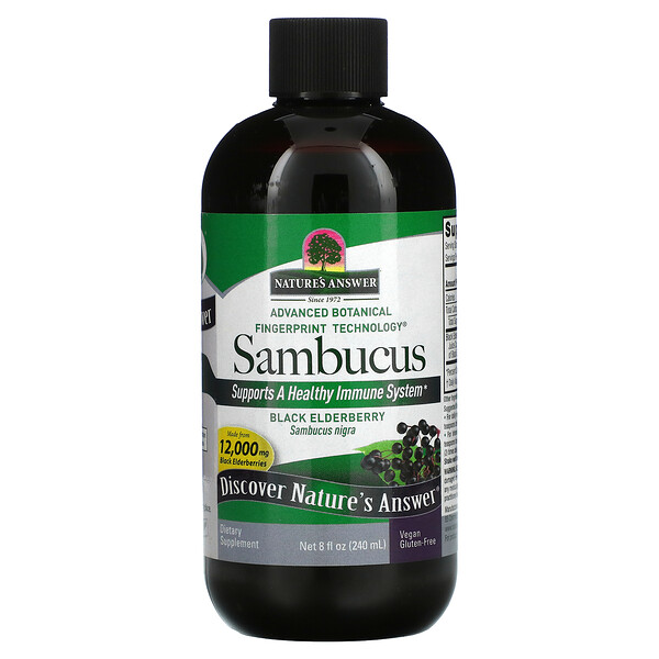 Nature's Answer, Sambucus, Elderberi Hitam, 12.000 mg, 240 ml (8 ons cairan)
