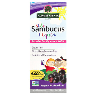 Nature's Answer, Fórmula para niños Sambucus, 4000 mg, 120 ml (4 oz. Líq.)