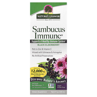 Nature's Answer, Sambucus Immune, Baie de sureau noir, 120 ml