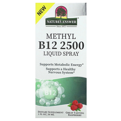 

Nature's Answer Methyl B12 2500 жидкий спрей малина 30 мл (1 жидк. Унция)