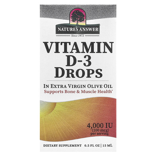 Nature's Answer Vitamin D-3 Drops, In Extra Virgin Olive Oil, 100 mcg (4,000 IU), 0.5 fl oz (15 ml)