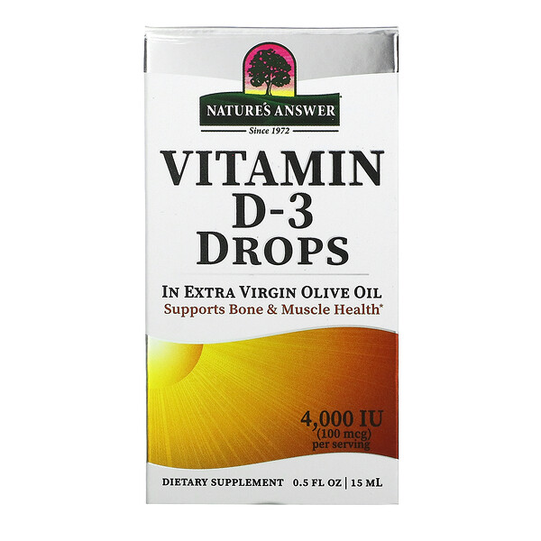 витамин D3 в каплях, 100 мкг (4000 МЕ), 15 мл (0,5 жидк. унции)