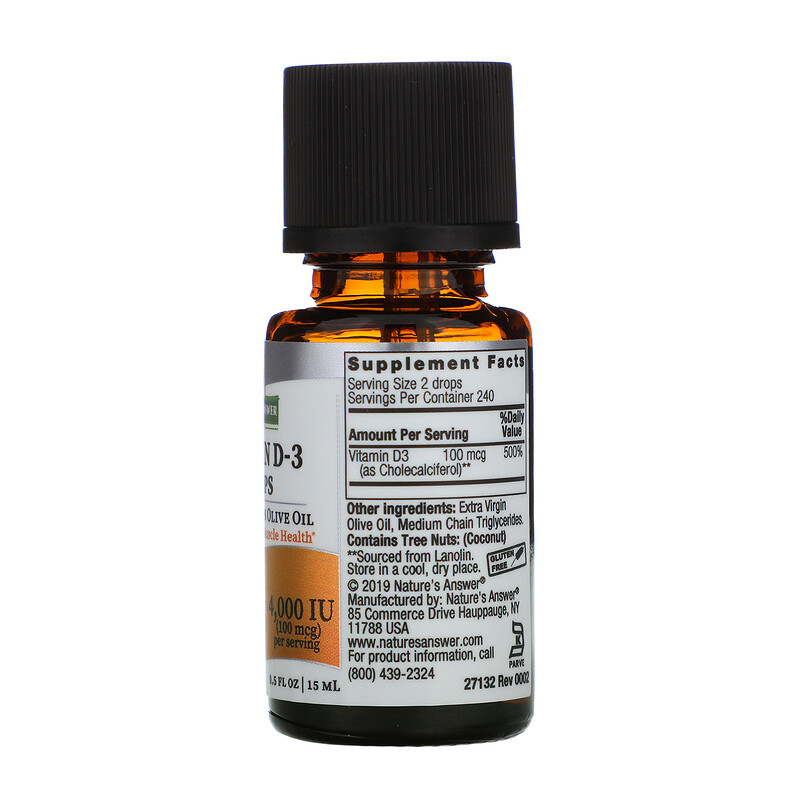 Nature's Answer, Vitamin D3 Drops, 100 mcg (4,000 IU), 0.5 fl oz (15