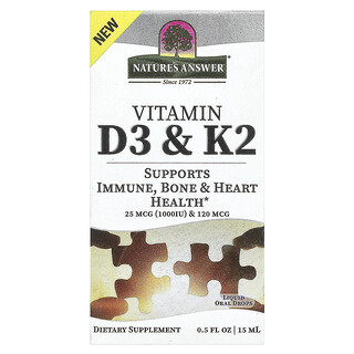 Nature's Answer, Vitamina D3 e K2, 15 ml (0,5 fl oz)