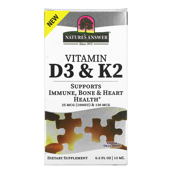 Nature's Answer, Vitamin D3 & K2, 25 mcg (1,000 IU) & 120 mcg, 0.5 fl