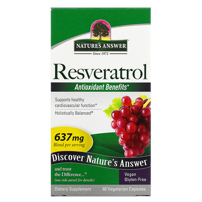 

Nature's Answer, Resveratrol, 637 mg, 60 Vegetarian Capsules