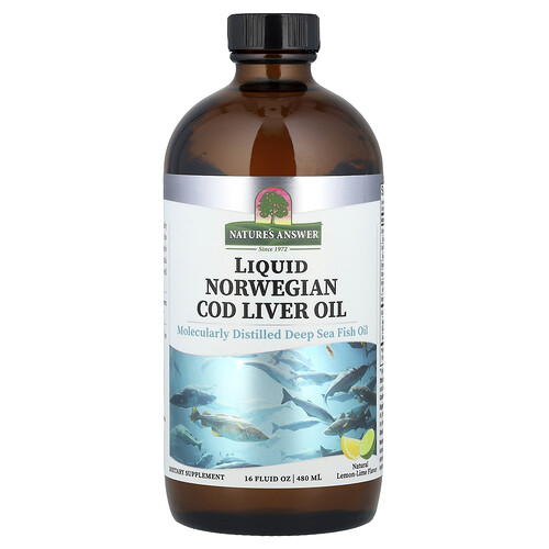 Nature's Answer Liquid Norwegian Cod Liver Oil, Natural Lemon-Lime, 16 fl oz (480 ml)
