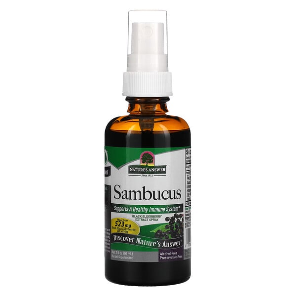 Sambucus, Black Elderberry Extract Spray, Alcohol-Free, 2 fl oz (60 ml)