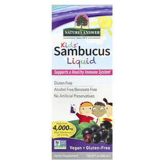 Nature's Answer, Cairan Sambucus Anak, Bebas Alkohol, 240 ml (8 ons cairan)