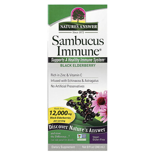 Nature's Answer, Sambucus Immune, fekete bodza, 12 000 mg, 240 ml