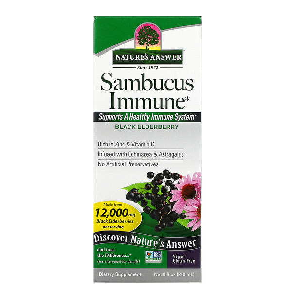 Nature's Answer, Sambucus Immune, Black Elderberry, Schwarzer Holunder, 6.000 mg, 240 ml (8 fl. oz.)