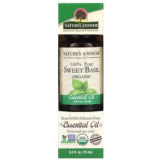 Nature's Answer, Óleo Essencial Orgânico 100% Puro, Manjericão Doce, 15 ml (0,5 fl oz)