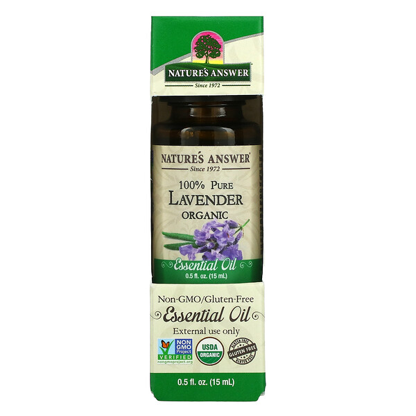 Nature's Answer‏, Organic Essential Oil, 100% Pure Lavender, 0.5 fl oz (15 ml)