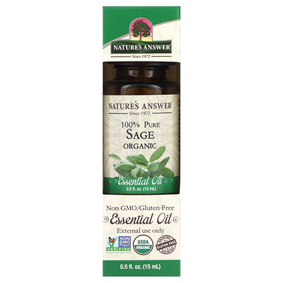 Nature's Answer, Aceite esencial orgánico 100 % puro, Salvia, 15 ml (0,5 oz. líq.)