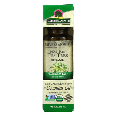 Nature's Answer Органические эфирные масла, масло чайного дерева, 0,5 жидких унций (15 мл)