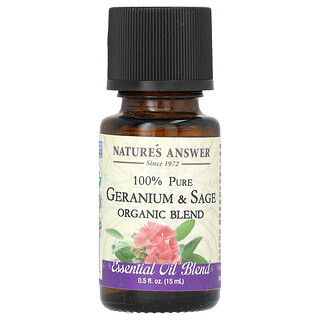 Nature's Answer, Mezcla de aceites esenciales orgánicos, Geranio y salvia 100 % puros, 15 ml (0,5 oz. líq.)