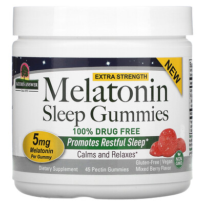 

Nature's Answer Melatonin Sleep Gummies Extra Strength Mixed Berry 5 mg 45 Pectin Gummies