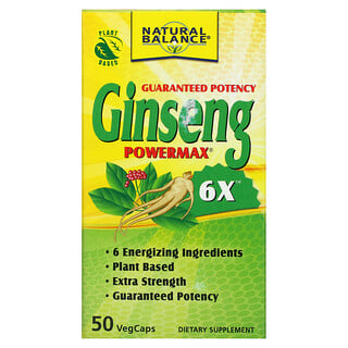 Natural Balance, Ginseng Powermax 6X, 50 вегетарианских капсул