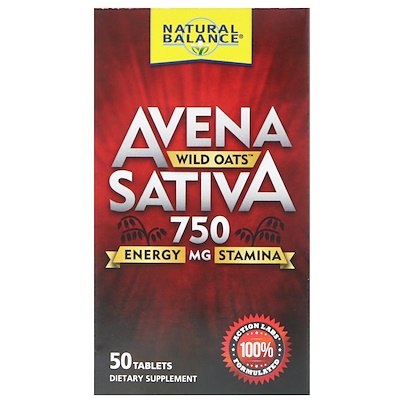Natural Balance Avena Sativa, Wild Oats, 750 mg , 50 Tablets