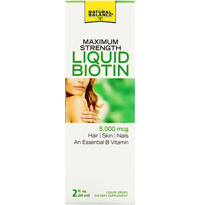 Natural Balance Maximum Strength Liquid Biotin, Citrus Flavored , 5,000 mcg, 2 fl oz (60 ml)