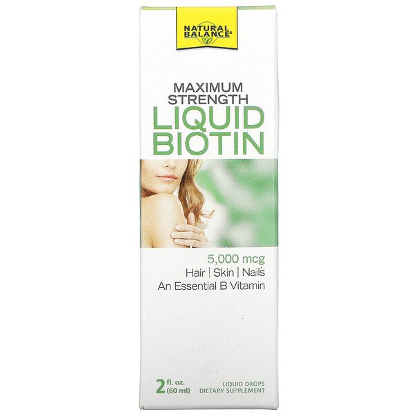 Maximum Strength Liquid Biotin, Citrus Flavored , 5,000 mcg, 2 fl oz (60 ml)
