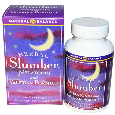 

Herbal Slumber, мелатонин и валериана, 60 вегетарианских капсул