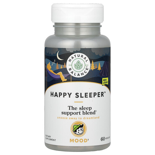 ナチュラルバランス Natural Balance, Happy Sleeper、 8 Hr、ベジキャップ 60 錠