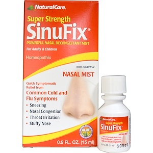 Natural Care, SinuFix усиленного действия, Эффективный спрей против заложенности носа, 0,5 жидкой унции (15 мл) инструкция, применение, состав, противопоказания