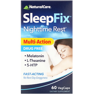 NaturalCare, SleepFix, средство для улучшения качества сна, 60 растительных капсул