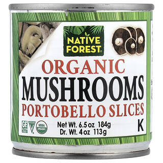 Native Forest, Hongos orgánicos, Hongos portobello en rodajas, 184 g (6,5 oz)