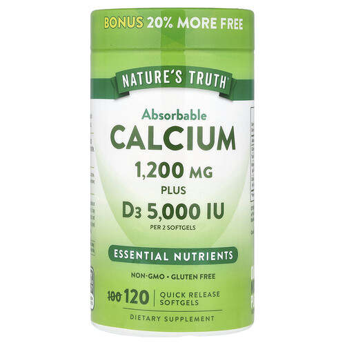 Nature's Truth Absorbable Calcium plus D3, 120 Quick Release Softgels