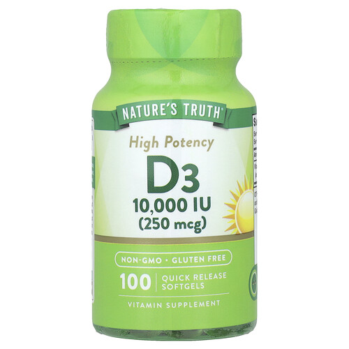 Nature's Truth Vitamin D3, High Potency , 250 mcg (10,000 IU), 100 Quick Release Softgels