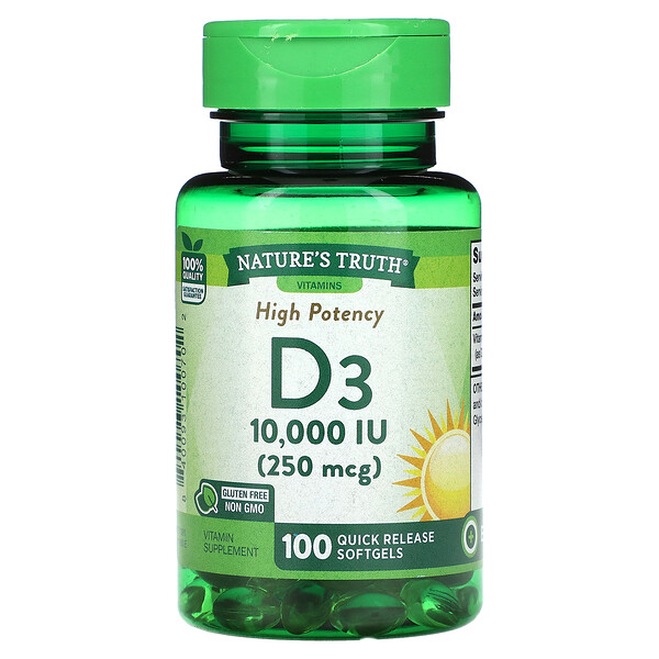 Nature's Truth, Vitamin D3, High Potency , 250 mcg (10,000 IU), 100 ...