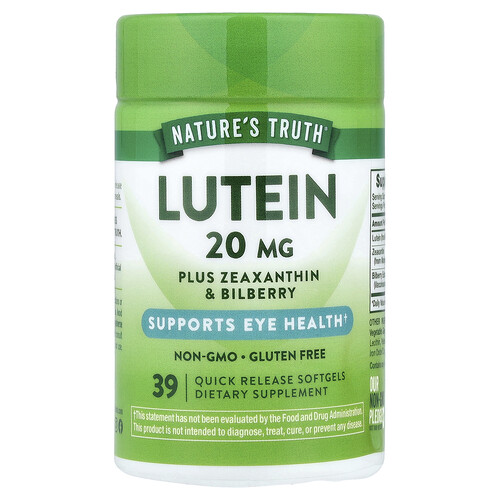 Nature's Truth, Lutein plus Zeaxanthin & Bilberry, 39 Softgels