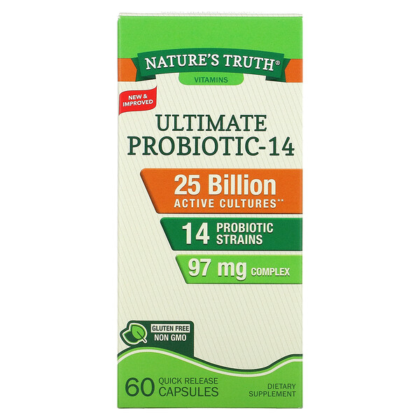 Ultimate Probiotic-14, 25 млрд, 60 капсул с быстрым высвобождением
