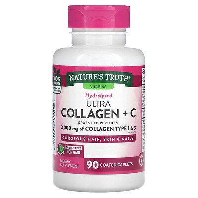 

Nature's Truth Ultra Collagen + C, 3000 мг, 90 капсул, покрытых оболочкой