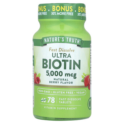 Natures Truth Ultra Biotin Natural Berry 5000 mcg 78 Fast Dissolve Tablets