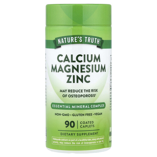 ネイチャーズトゥルース Nature's Truth, カルシウム マグネシウム 亜鉛、コーティングカプレット90粒