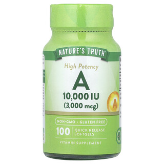 Nature's Truth, Vitamina A de Alta Potência, 3.000 mcg (10.000 UI), 100 Cápsulas Softgel de Liberação Rápida