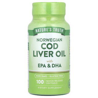 Nature's Truth, Noorse levertraan met EPA en DHA, 100 snelwerkende softgels