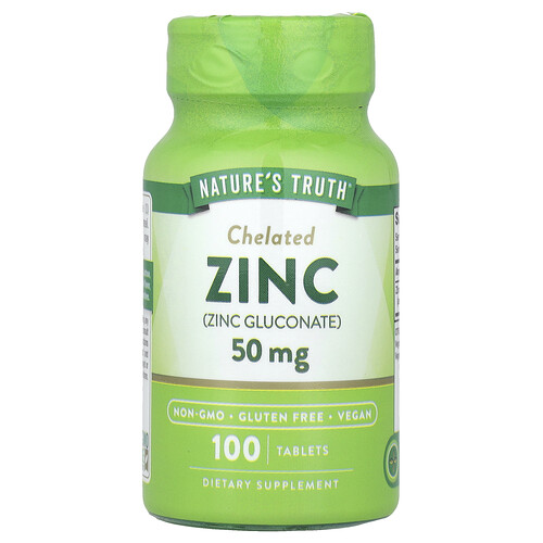 Nature's Truth, Zinc, Chelated , 50 mg, 100 Tablets