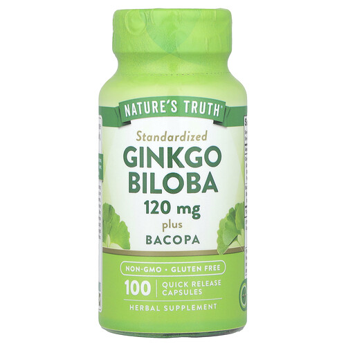 Nature's Truth, Ginkgo biloba Plus Bacopa, 120 mg, 100 Kapseln mit schneller Freisetzung