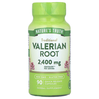 Nature's Truth, Raíz de valeriana, 90 cápsulas de liberación rápida (1200 mg por cápsula)