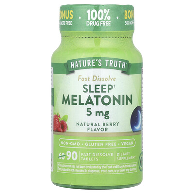Natures Truth Sleep Melatonin Natural Berry 5 mg 90 Fast Dissolve Tablets