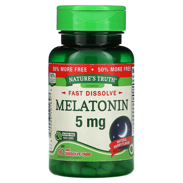 Melatonin, Natural Berry, 5 mg, 90 Fast Dissolve Tablets