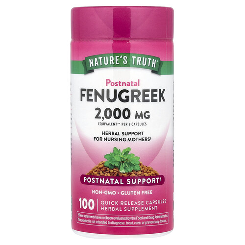 Nature's Truth, Postnatales Bockshornklee, 100 Kapseln mit schneller Freisetzung (1.000 mg pro Kapsel)