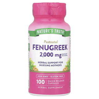 Nature's Truth, Fenogreco, 100 cápsulas de liberación rápida (1000 mg por cápsula)