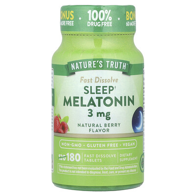 Natures Truth Sleep Melatonin Natural Berry 3 mg 180 Fast Dissolve Tablets